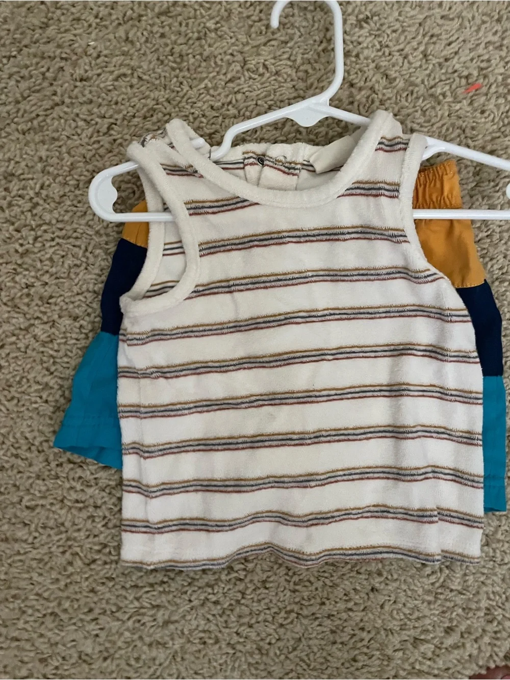 Boys swim set- organic cotton sleeveless top with swim shorts 18m
